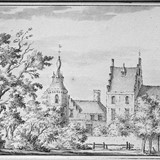 Voorburcht van het kasteel Spijker te Brakel naar een tekening uit 1630 (Bron: RCE)