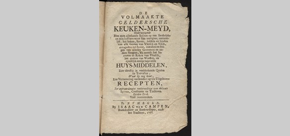De Geldersche keukenmeid. - Nijmegen: Isaac van Campen, 1768. Signatuur 2206 C 23. (Bron: Koninklijke Bibliotheek) 
