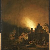 Schilderij 'Nachtelijke brand in een dorp' van Adam Colonia (1685)